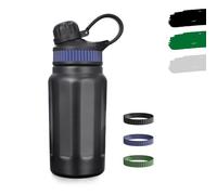 Botella Termica y Termo Agua Fria, Botella Agua Acero Inoxidable,Botellas de Agua de Fugas-500 ML/800 ML con Pajita, Cantimplora Sin BPA para Viajes (Negro, 500 ml)