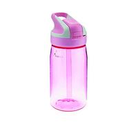 LAKEN Botella Reutilizable de Tritan con Tapa Automática Summit, Cierre de Seguridad y Pajita, 0.45L - Rosa