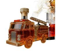Botella Whisky Forma Camión Bomberos - Decantador 3D Vidrio | Botella Bar Creativa Temática Coche | Capacidad 300ml, Almacenaje Vino Novedoso, Alta Transmisión Luz, Perfecto Para Muēble Bar Hogar