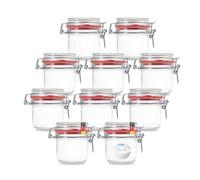 Botellas Bauer - 10 tarros de alambre 255 ml utilizables como tarro conservas y vidrio fermentado, para almacenamiento, vasos llenar, vacíos con gancho Fabricado en Alemania