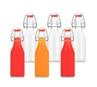 Relaxdays Botellas rellenar, set de 6, 250 ml, cierre de clip, botella de vidrio para aceite, vinagre, licor, zumo.
