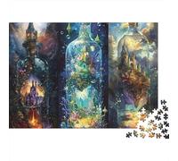 Botellas Castillo Fantasía San Valentín Rompecabezas de 1000 Piezas Regalo para Adultos Escenas Fantásticas en Botellas Premium Resistente Desafiante Alivio del Estrés 38x26cm/1000pcs