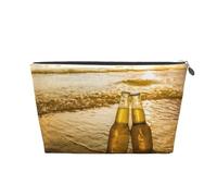 Botellas Cerveza Playa Atardecer Hora Impresa, Bolsa de artículos de tocador Bolsa de Maquillaje Bolsa de cosméticos Bolsa de artículos de tocador de Viaje portátil
