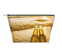 Botellas Cerveza Playa Atardecer Hora Impresa, Bolsa de artículos de tocador Bolsa de Maquillaje Bolsa de cosméticos Bolsa de artículos de tocador de Viaje portátil