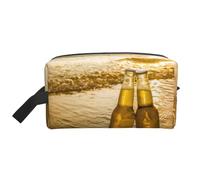 Botellas Cerveza Playa Atardecer Hora Impresa, Bolsa de Maquillaje Bolsa de cosméticos Bolsa de artículos de tocador de Viaje portátil Organizador de Bolsa de Maquillaje