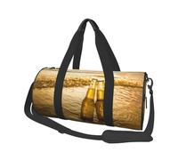 Botellas Cerveza Playa Atardecer Hora Impreso, Bolsa de Viaje de Gran Capacidad, Bolso Redondo, Bolsa de Viaje Deportiva, Bolsa de Mano, Bolsa de Fitness