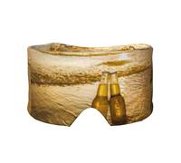 Botellas Cerveza Playa Atardecer Hora Impreso,Máscara para ojos con bloqueo de luz y protección ocular completa para dormir, orejeras y ojos.