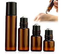 Botellas de Aceite Esencial, 8 PCS Piezas Marrón Botellas Roll On, 10ml 5ml 3ml 2ml, Con Roll-on Bola de Acero Inoxidable, Para Aceites Perfumes, Aromaterapia, Masajes, Esenciales