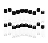 Botellas de aceite esencial de vidrio transparente de 20 x 5 ml, perfectas para regalos sobre la marcha y bricolaje, mini tarros recargables para perfume y muestras, transparente + tapa negra