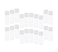Botellas de aceite esencial de vidrio transparente de 20 x 5 ml, perfectas para regalos sobre la marcha y bricolaje, mini tarros recargables para perfume y muestras, tapa transparente y blanca