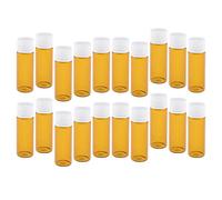 Botellas de aceite esencial de vidrio transparente de 20 x 5 ml, perfectas para regalos sobre la marcha y bricolaje, mini tarros recargables para perfume y muestras, ámbar + tapa blanca