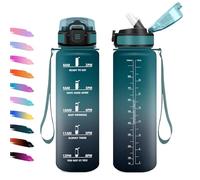 Botellas de Agua 1L, Cantimplora Motivadora con pajita, Reutilizable, A Prueba de Fugas, Botella Agua con Marcador de Tiempo, Cantimplora para Oficina, Senderismo, Gimnasio, Bicicleta, Escuela