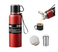 Botellas de agua 3 en 1 con taza de viaje, tapa de taza de café, infusor de té, asa de transporte, botella térmica de boca ancha, termo de acero inoxidable 316 aislado al vacío, a prueba de fugas, sin