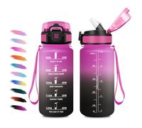 Botellas de Agua 500ml, Cantimplora Motivadora con pajita, Reutilizable, A Prueba de Fugas, Botella Agua con Marcador de Tiempo, Cantimplora para Niños, Adulto, Gimnasio, Bicicleta, Escuela