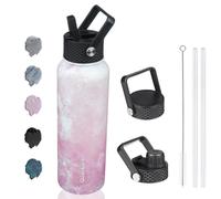 Botellas de agua aisladas BJPKPK con tapa de pajita, de acero inoxidable de 40 oz con 3 tapas, botella grande de metal, sin BPA, a prueba de fuga