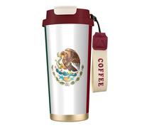Botellas de agua aisladas de la bandera de México de acero inoxidable para mujeres y hombres con tapa de popote, a prueba de fugas, color rojo