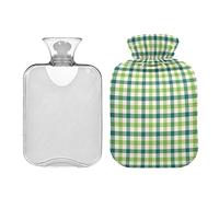 Botellas de agua caliente a cuadros para el día de San Patricio, 2 L, almohadilla térmica de agua, alivio de dolores de cabeza, dolor de espalda, calambres menstruales