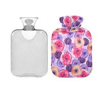Botellas de agua caliente abstractas de acuarela floral de 2 litros para aliviar dolores de cabeza, dolor de espalda, calambres menstruales