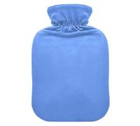 Botellas de agua caliente azul aciano con pies de cubierta suave y calentador de cama, bolsa de agua caliente para aliviar el dolor, 1 litro