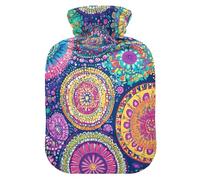 Botellas de agua caliente Boho Mandala con cubierta suave, bolsa de agua caliente para aliviar el dolor de cuello y hombros, tamaño pequeño