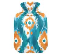 Botellas de agua caliente boho verde naranja con cubierta suave, bolsas de agua de 2 litros para calentador de manos y pies, calentador de manos y pies, bolsa para cólicos menstruales