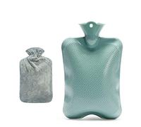 Botellas de agua caliente Botella goma ideal for aliviar el dolor fría y Bolsa 2 litros con funda tejida for adultos o niños(Blu)