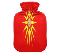 Botellas de agua caliente con bandera del símbolo del Kurdistán con cubierta suave, botella de agua caliente de 2 L para cama para terapias frías y calientes