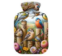 Botellas de agua caliente con cubierta suave, calentador de pies con cubierta suave, bolsa de agua caliente de primavera para cama de pies, alivio del dolor, talla M