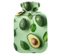 Botellas de agua caliente con cubierta suave, calentador de pies con cubierta suave, bonita bolsa de agua caliente verde aguacate para aliviar el dolor de cuello y hombros, tamaño mediano