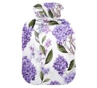 Botellas de agua caliente con cubierta suave calentador de pies con cubierta suave flor vintage púrpura bolsa de agua caliente para cuello, hombros y calambres menstruales, pequeña