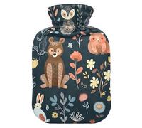 Botellas de agua caliente con cubierta suave calentador de pies con cubierta suave lindo animal búho oso bolsa de agua caliente azul para comprimir caliente y fría, pequeña