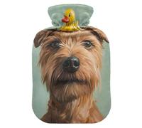 Botellas de agua caliente con cubierta suave calentador de pies divertido perro pato bolsa de agua caliente para aliviar el dolor, pequeña