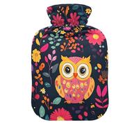 Botellas de agua caliente con cubierta suave, calentador de pies, regalo de invierno, lindo búho, floral, bolsa de agua caliente oscura para aliviar el dolor de cuello y hombros, pequeña