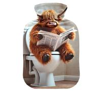 Botellas de agua caliente con cubierta suave, calentador de pies y manos, regalo de invierno, divertida vaca de las tierras altas, bonita bolsa de agua caliente para aliviar el dolor, tamaño mediano