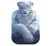 Botellas de agua caliente con cubierta suave, calentador de pies y manos, tigre blanco, bolsa de agua caliente para calentador de pies y cama, alivio del dolor, tamaño mediano