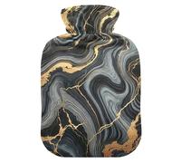 Botellas de agua caliente con diseño de remolino de mármol con cubierta suave, calentador de pies, bolsa de agua caliente para aliviar el dolor de cuello y hombros, 1 litro