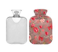 Botellas de agua caliente con diseño de rosas románticas de San Valentín, 2 L, almohadilla térmica de agua, alivio de dolores de cabeza, dolor de espalda, calambres menstruales