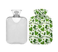 Botellas de agua caliente con diseño de trébol de San Patricio, 2 L, almohadilla térmica para aliviar dolores de cabeza, dolor de espalda, calambres menstruales
