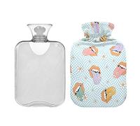 Botellas de agua caliente con diseño floral de vampiro y lengua en color azul, 2 L, almohadilla de calentamiento de agua, alivio de dolores de cabeza, dolor de espalda, calambres menstruales