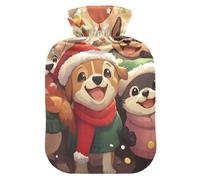 Botellas de agua caliente con forma de globos, sombreros de celebración de perros, con pies de cubierta suave y calentador de cama, botellas de calor de agua tibia para calambres menstruales, alivio