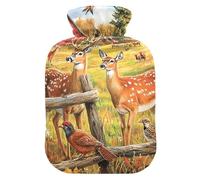 Botellas de agua caliente de ciervos de granero otoñal con cubierta suave, calentador de manos, pies, regalo de invierno, botellas de calor de agua caliente para calambres menstruales, alivio del