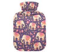 Botellas de agua caliente de elefantes amarillos rubor con cubierta suave, bolsa de agua de 1 litro para calambres menstruales