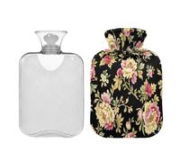 Botellas de agua caliente de estilo barroco retro beige con tapa suave de 2 litros para terapias calientes y frías, terapias calientes y frías, bolsa de calor para dolor menstrual