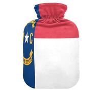 Botellas de agua caliente de la bandera del estado de Carolina del Norte (EE.UU.) con cubierta suave, bolsa de agua caliente de 2 L para artritis