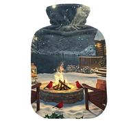 Botellas de agua caliente de noche de cabina de invierno con funda de terciopelo suave, bolsa de agua caliente para calambres menstruales, 2 litros