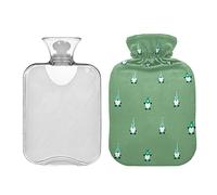 Botellas de agua caliente verde con diseño de gnomos del día de San Patricio, 2 L, almohadilla térmica de agua, alivio de dolores de cabeza, dolor de espalda, calambres menstruales