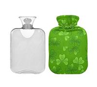 Botellas de agua caliente verde de tréboles del día de San Patricio, almohadilla térmica de 2 litros, alivio de dolores de cabeza, dolor de espalda, calambres menstruales