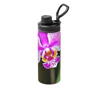Botellas de agua de acero inoxidable con estampado de orquídeas de 18 onzas, hervidor deportivo aislado para ciclismo, gimnasio, al aire libre, para hombres y mujeres