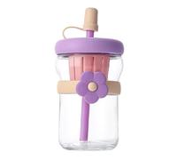 Botellas de agua de vidrio reutilizables - Botella de agua de vidrio transparente de 500 ml - Termo de taza de café a prueba de fugas con popote de silicona | para té, , leche, bebidas frías