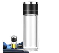 Botellas de agua de vidrio - Taza de té de doble capa y taza reutilizable a prueba de fugas | Vasos de viaje portátiles de doble pared para escritorio en casa, uso diario en la oficina, conducción, se